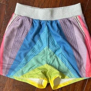 NWT: Queen of Sparkles Rainbow Rhinestone French Terry Short